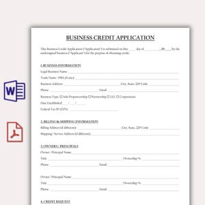 Plantilla de solicitud de crédito comercial, solicitud de proveedor, formulario de crédito mayorista, apertura de cuenta de cliente nuevo, formulario de corporación editable