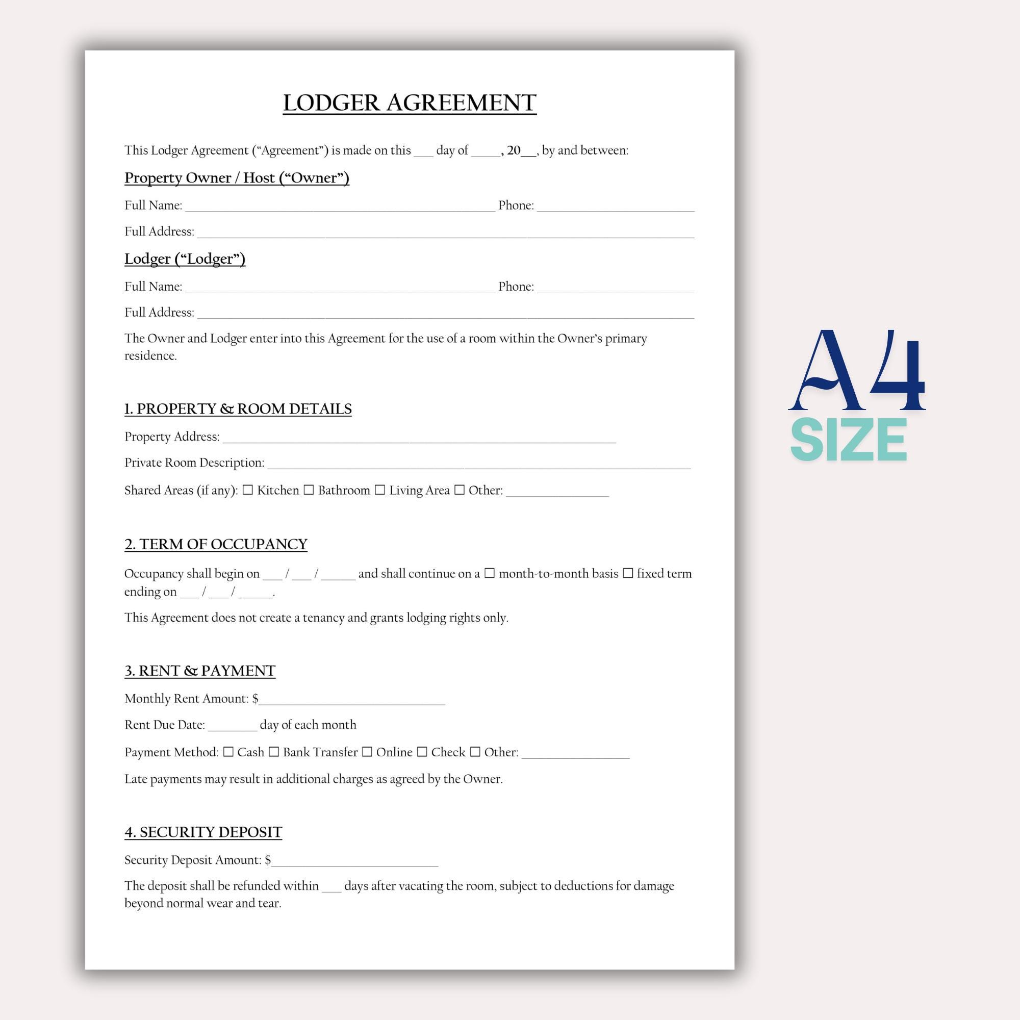 Image 3 for Landlord Lodger Agreement Template