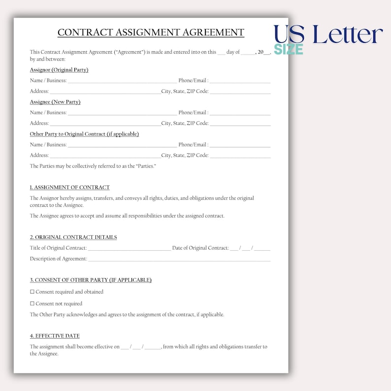 Contract Assignment Agreement Template, Assignment of Contract for Real ...