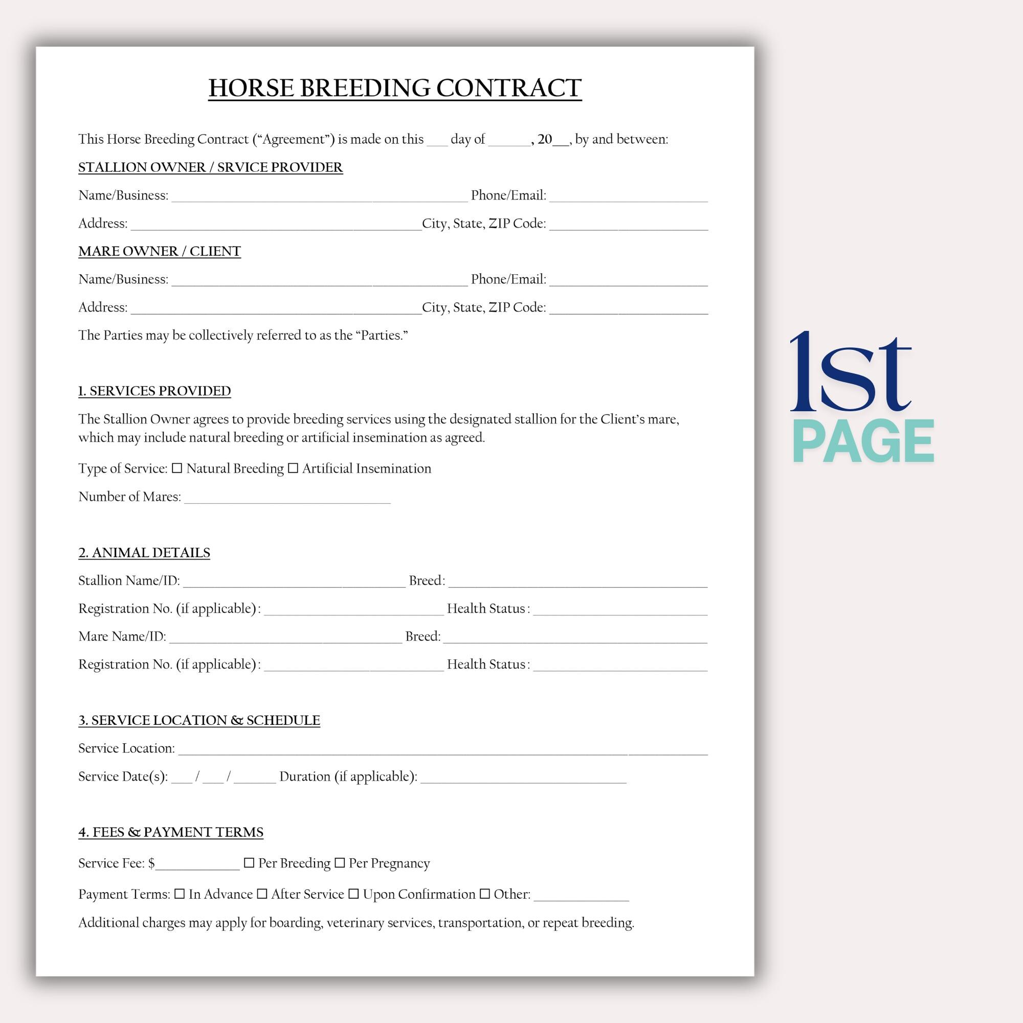 Image 7 for Stallion Breeding Contract Templates