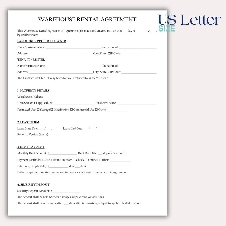 Warehouse Rent Template Warehouse Rental Agreement Template, Commercial Industrial Lease ...