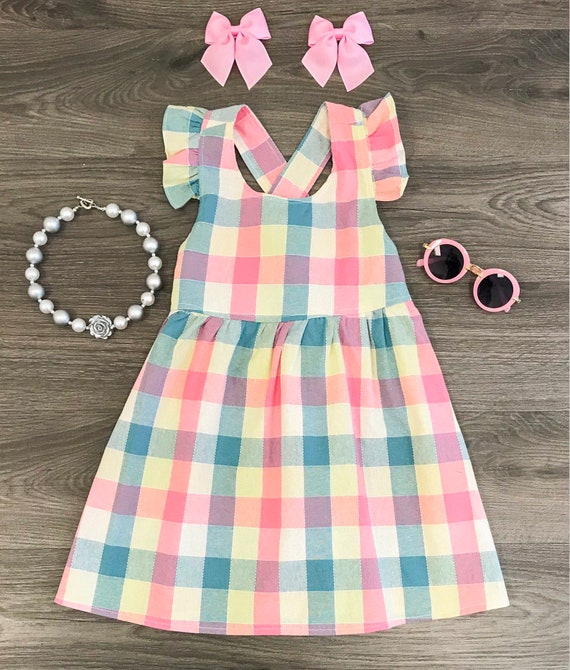 girls blue plaid dress