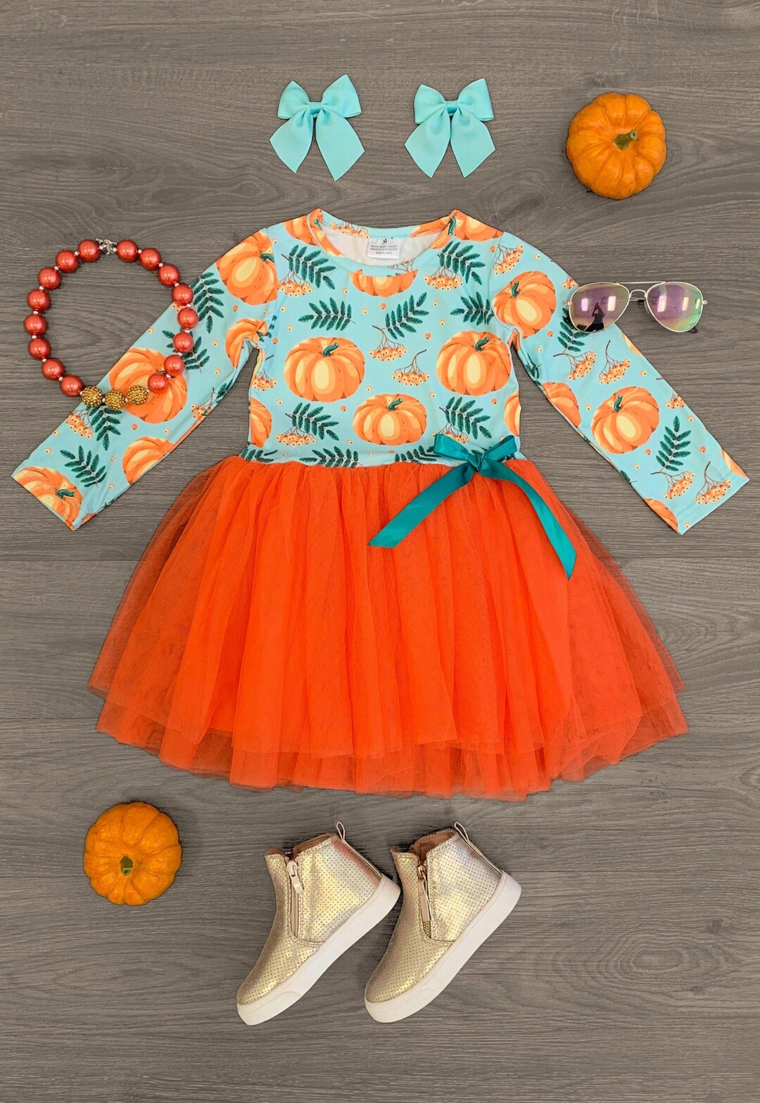 Girls Mint Pumpkin Tulle Dress Girls Orange Pumpkin Tutu - Etsy