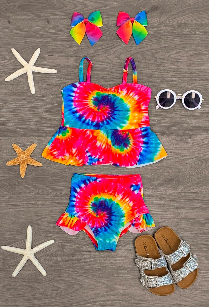 Girls Tie Dye Two Piece Swimsuit Tie Dye Bathing Suit Tie Etsy