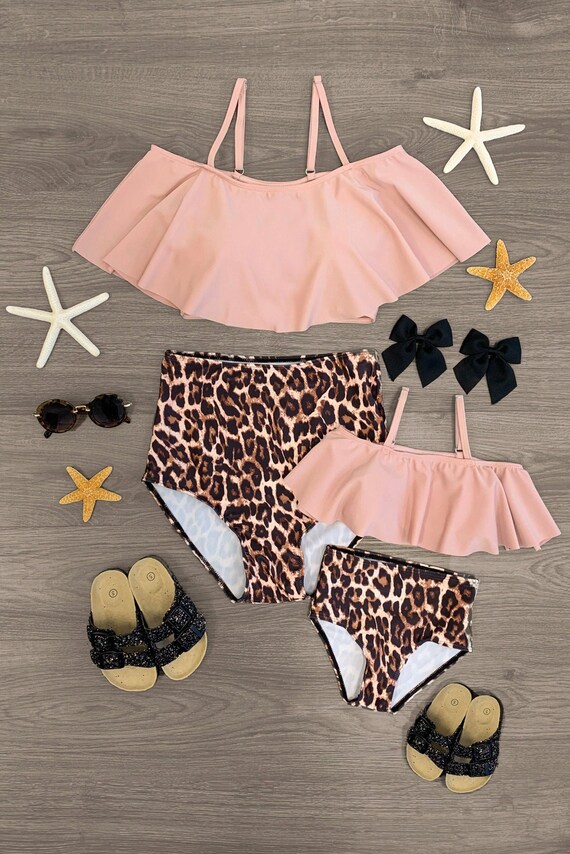matching leopard bathing suits