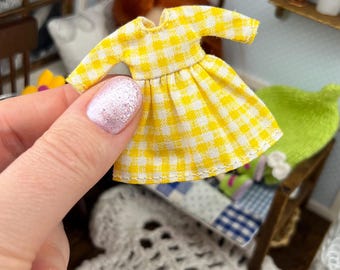Handmade Yellow Dress for Petite Blythe Doll