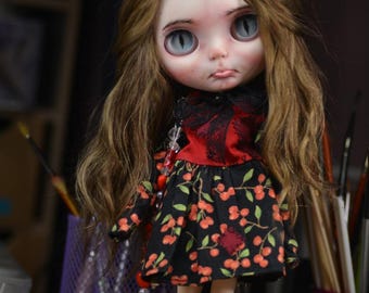 Custom Blythe Doll Cat OOAK Blythe doll, Natural Mohair Doll Blythe repaint Make up Blythe doll