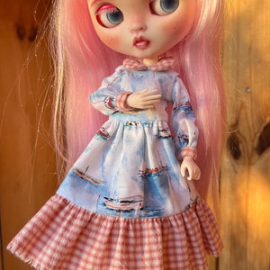 Dress for Blythe doll Clothes Dress for doll Blythe clothes Outfit for doll Blythe custom OOAK doll Summer dress