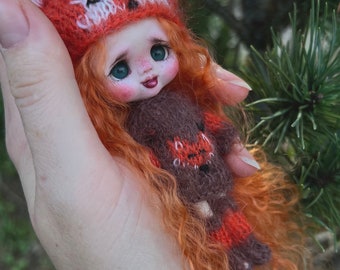 OOAK Petite Blythe doll Custom Blythe doll Petite doll OOAK Ginger little doll Repaint Blythe doll Petite art doll OOAK red hair doll Repain