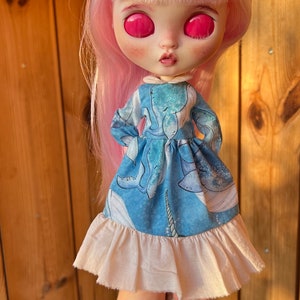 Dress for Blythe doll Clothes Dress for doll Blythe clothes Outfit for doll Blythe custom OOAK doll Summer dress