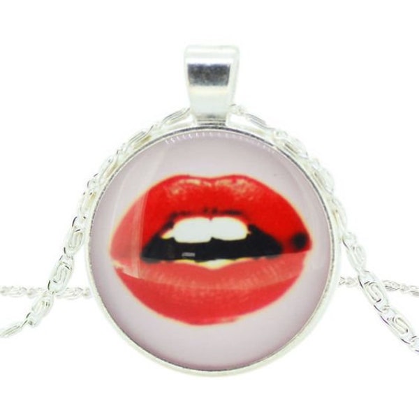 Red Lips Necklace Etsy