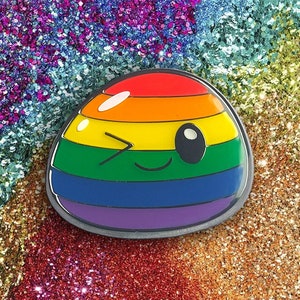 LGBTQ Enamel Pin Slime, Cute Kawaii Game Inspired Collectors Badge Gift Lapel Pin Rainbow Pride Charm