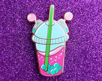 Saiki K Boba Tea Enamel Pin, Cute Inspired Anime Kawaii Collectors Brooch, Pink Gift Charm Lapel Pin