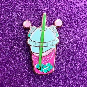 Saiki K Boba Tea Enamel Pin, Cute Inspired Anime Kawaii Brooch, Pink Gift