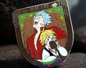 Seven Deadly Sins Enamel Pin Meliodas & Ban Inspired, Boar Hat SDS 7DS Anime Lapel Pin Badge Gift Charm
