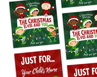 El cuento infantil personalizado "Los elfos de Navidad y tú" - Regalo navideño personalizado para niños - Calcetín navideño para el árbol de Navidad - Regalo de Papá Noel