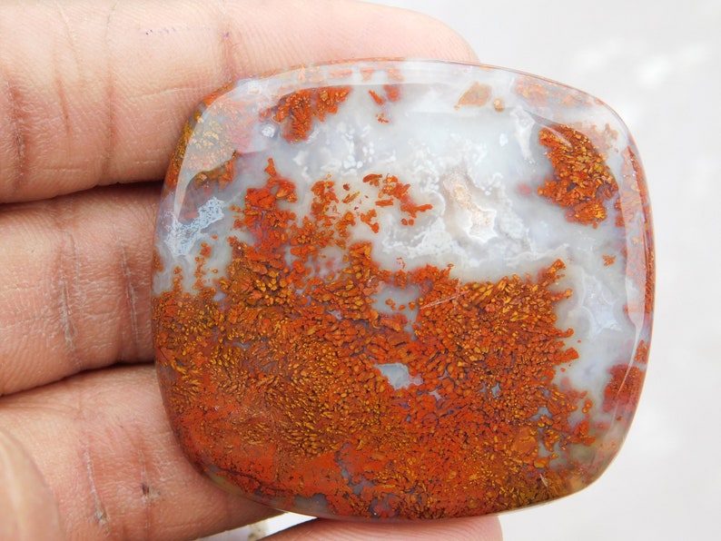 47x44x5 108.30 Cts mm Awesome Seam Agate Square Shape Wonderfull Quality Rare Stone Cabochon Gemstone Nice Cabochon Stone And Fantastic.