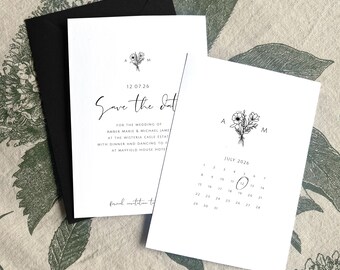 Save the Date Printed Simple Save Our Date Cards Modern Save The Date Personalised Save The Date Cards Elegant, Minimalist Wedding Calendar