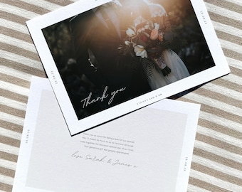 Personalised Wedding Thank You Card, Modern, Minimalist, Luxury, Digital Download, Printable, Editable Template, Wedding Photo Card, Canva