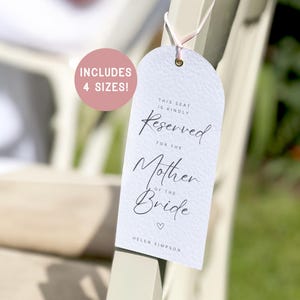Hochzeit Personalisierte Sitzplatzreservierung Tag & Zeichen Zeremonie Zeichen Vorlage Elegant Reserviert für Familie Einfacher druckbarer Sofortiger Download Canva