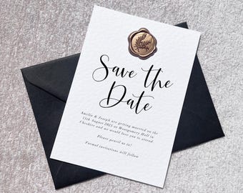Save the Date Printed Simple Save Our Date Cards Modern Save The Date Personalised Save The Date Cards Elegant, Minimalist Wedding, Wax Seal