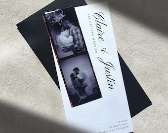 Photo Strip Photobooth Wedding Save the Date | Black and white
