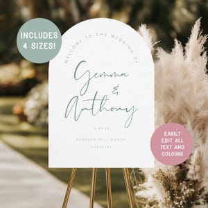 Arch Wedding Welcome Sign Template: Minimalist Modern Design (Canva, Digital Download A1/24x36/18x24/20x30 inches )