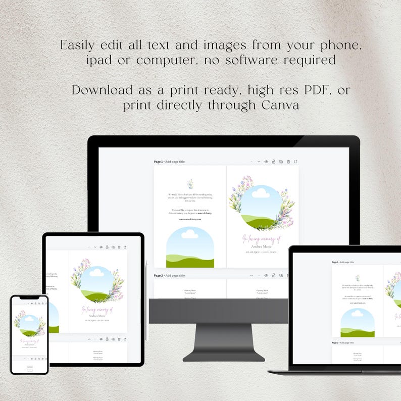 Modern Funeral Program Template Printable Funeral Order of Service