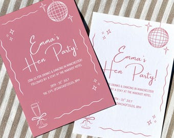 Personalized Bride Hen Do Invite Set: Editable Canva Template (Instant Download A5 Size )