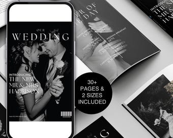 Editable Wedding Magazine Template, Modern Program Booklet (A4 & 8x11) (Digital Download)