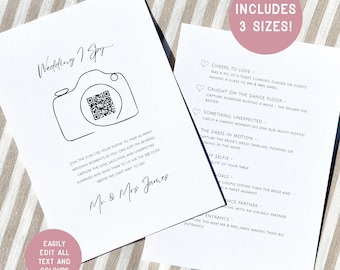 Jeu de chasse au trésor avec photos de mariage I Spy : modèle modifiable sur toile (PDF imprimable, 3 tailles)