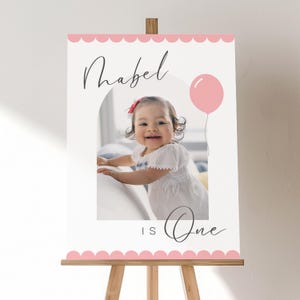 First Birthday Welcome Sign Template, Photo Birthday Sign, Editable 1st Birthday, Printable Poster, Instant Digital Download, Canva