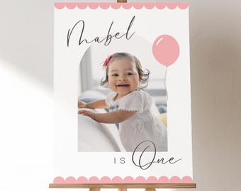 First Birthday Welcome Sign Template: Photo Collage, Editable Canva (Digital Download, A1 Size)