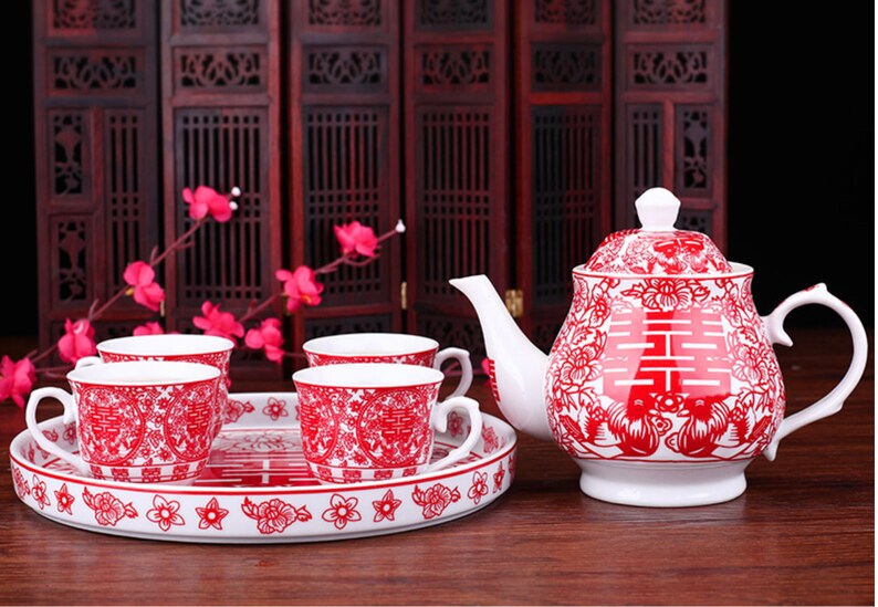 Wedding Double Happiness Tea Set for Tea Ceremony Etsy