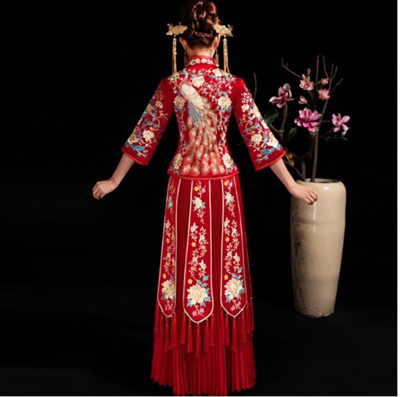 Chinese Traditional Wedding Dress/Peacock Pattern Wedding | Etsy