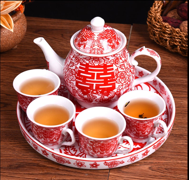 Wedding Double Happiness Tea Set for Tea Ceremony Etsy