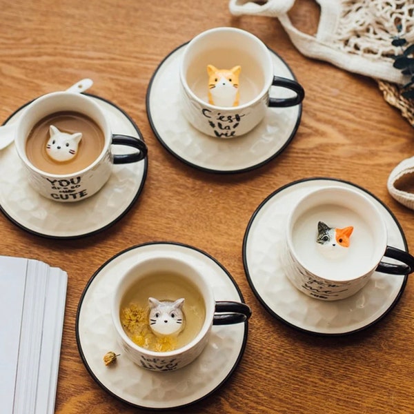 Kitty Cat Tea Cup Etsy