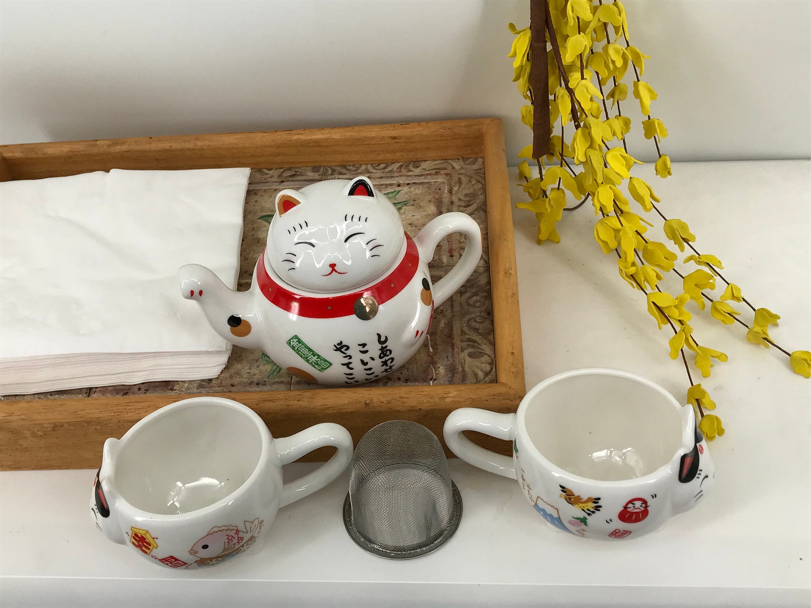 Cute Lucky Cat Tea Set Etsy