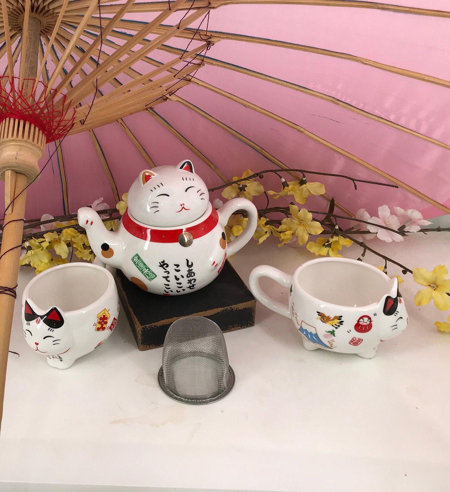 Cute Lucky Cat Tea Set Etsy