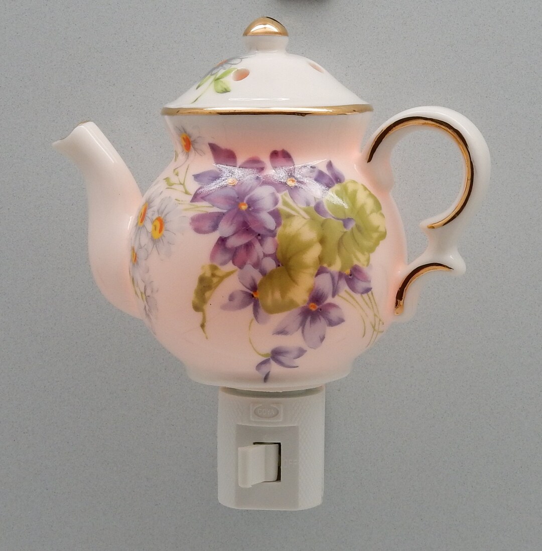Floral Teapot Night Light and Oil Burner Etsy