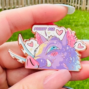 Fight Me Boar Demon Fighter Hard Enamel Pin