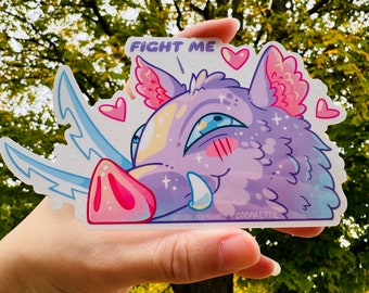 Peeker Sticker ~ Fight Me ~ Boar Demon Fighter ~ Beast Breathing ~ Slayer ~ Waterproof ~ Weatherproof ~ UV Protected ~ Car Sticker