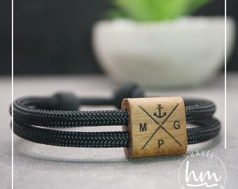Armband personalisiert Herren Damen persönlich indivduell Holz Gravur für ihn, sie  Mann Frau Schmuck Partnerarmband besonders Geschenk [1]