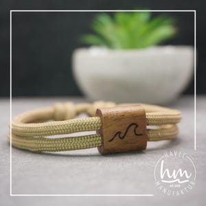 Pulsera de olas personalizada grabada para pareja, regalo de madera, Día de la Madre, Día del Padre, Navidad, San Valentín, Paracord