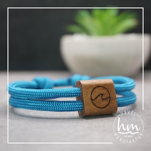 Pulsera de círculo ondulado, pulsera personalizada grabada para pareja, regalo de madera, Día de la Madre, Día del Padre, Navidad, San Valentín, paracord.