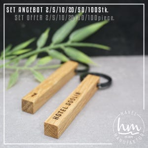 Schlüsselanhänger Holz Hotel Appartment Ferienwohnung Ferienhaus individuell personalisiert persönlich Gravur Inititalien Namen Unternehmen