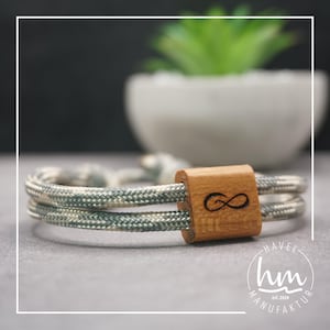 Pulsera de infinito personalizada con grabado para pareja, regalo de madera, Día de la Madre, Día del Padre, Navidad, San Valentín, Paracord.