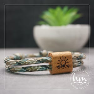Pulsera de Montañas del Sol, Pulsera de Pareja Personalizada Grabada, Regalo de Madera, Día de la Madre, Día del Padre, Navidad, San Valentín, Paracord