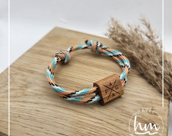 Armband met kruismotief [1] Gepersonaliseerd met gravure partnerarmband hout cadeau Moederdag Vaderdag Herendag Kerstmis Valentijnsdag Paracord