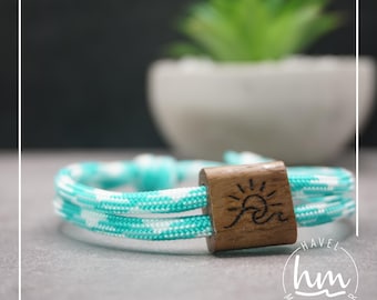 Sun Waves Bracelet Personalized Engraved Partner Bracelet Wood Gift Mother's Day Father's Day Christmas Valentine's Day Paracord